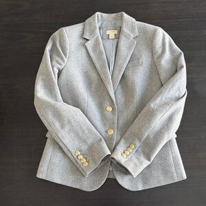 J. Crew Light Gray Blazer with Gold Accents